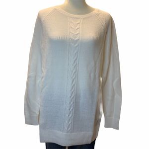 KAREN SCOTT • Ivory Basic Cable Knit Sweater • Large